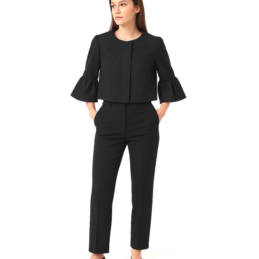 The Limited Black Cape Jacket Bell Sleeve Button Front Cropped L Witchy 84-24